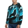 thumbnail image 3 of Kdxio Blue Full Moon Wolf Print Mens Casual Hooded Collar Drawstring Hoodies Pullover Sweatshirts Casual Long Sleeve Shirts-4X-Large, 3 of 7