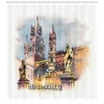 thumbnail image 2 of Travel Shower Curtain, Pattern of a Symbolic Structure in Palermo Sicily Italy in Watercolor Style, Fabric Bathroom Set with Hooks, 69W X 75L Inches Long, Multicolor, by Ambesonne, 2 of 2