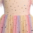 thumbnail image 6 of IBTOM CASTLE Kids Girls Princess Tulle Tutu Dress Flutter Sleeve Star Glitters Rainbow Birthday Party Pageant Summer Dresses 5-6 Years Rainbow Pink, 6 of 8