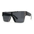 thumbnail image 1 of Womens Rhinestone Flat Top Rimless Shield Mafia Sunglasses All Black, 1 of 4