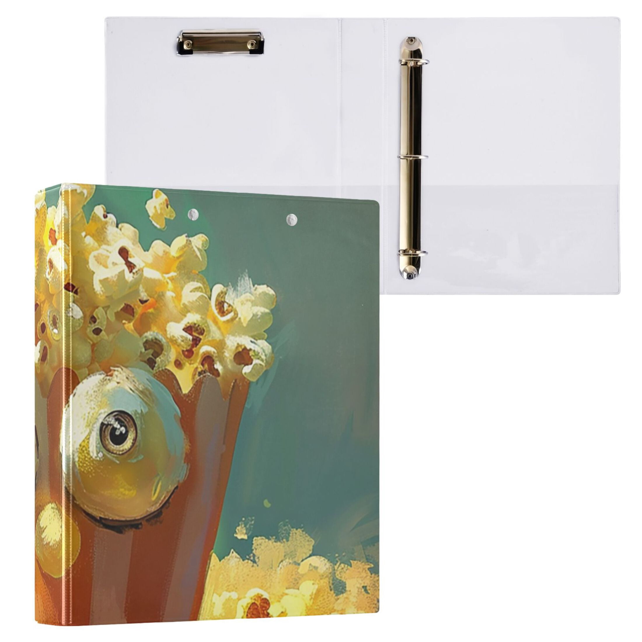 Popcorns 3 Ring Binders 1.5 inch Hardcover File Folders with Interior Pockets A4 Size Organizer for School Office Hospital