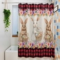 thumbnail image 3 of Easter Bunny Eggs Shower Curtain Set, Waterproof Shower Curtains for Bathroom, Spring Flowers Rabbits Retro Red Black Plaid Washable Fabric Bath Curtain for Bathtub Decoration with Hooks 72x78 Inches, 3 of 9