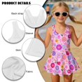 thumbnail image 4 of DISNIMO Floral Heart Printed Girls' Sleeveless Swimsuits One Piece Swimwear with Skirt Quick Dry Swim Dress Summer Beach Pool Party Bathing Suit Size 7-8, 4 of 8