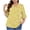 Yellow, variant on QQAMB Womens T-Shirts Plus Size 3/4 Sleeve Casual Printed V-Neck Pleated Summer Trendy Tunics Blouses Red 3XL