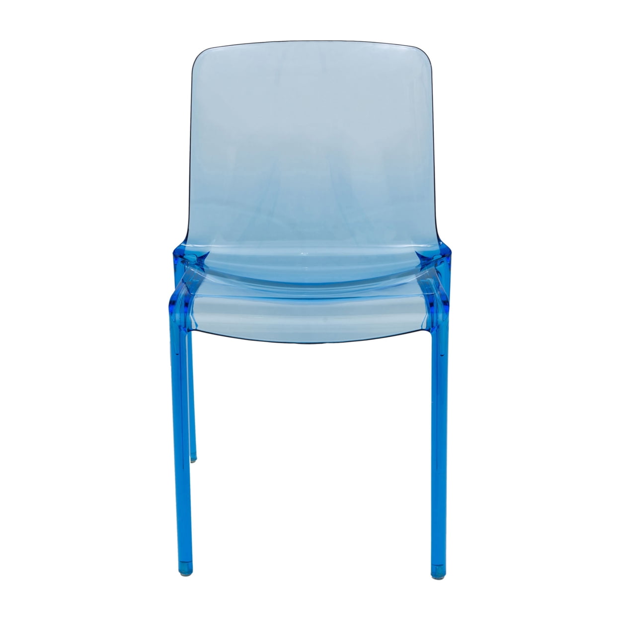 LeisureMod Murray Mid-Century Modern Dining Chair - Transparent Blue Acrylic, Ergonomic Design, Stackable