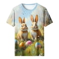 thumbnail image 2 of Xuety Womens Plus Size Easter Tops Bunny Graphic Tee Summer Casual Short Sleeve Tops Happy Easter Tshirt Peeps Tops, 2 of 4