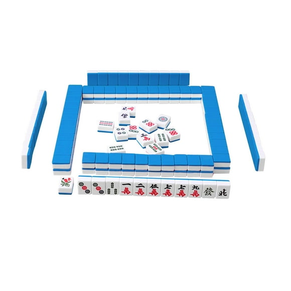 tamizeot Mini Tuiles de Mah-Jong Fournitures de Fête Version de Jeu Chinoise Jeu Jeu Ensemble Chinois Rose Bleu 26x18x12mm