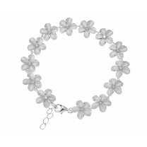 925 sterling silver Hawaiian plumeria flower link bracelet cz 10mm 7"