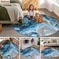 thumbnail image 5 of Blue Gold Marble Round Area Rug 8Ft Washable Large Circle Rugs for Living Room Dorm, Modern Abstract Geometric Gradient Non-Slip Carpet Floor Mats Indoor Outdoor Carpet Runner Aesthetic Home Decor, 5 of 8