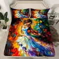 thumbnail image 2 of Manfei Violin Princess Twin Sheet Sets for Teens, Modern Fashion Twin Fitted Sheet, Oil Printing Artwork Flat Sheet, Microfiber Bedroom Decor, 3 Pieces, 2 of 7