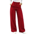 thumbnail image 5 of Afuyipoi Women’s Teacher Pants High-Waisted Wide Leg Trousers Red S, 5 of 9