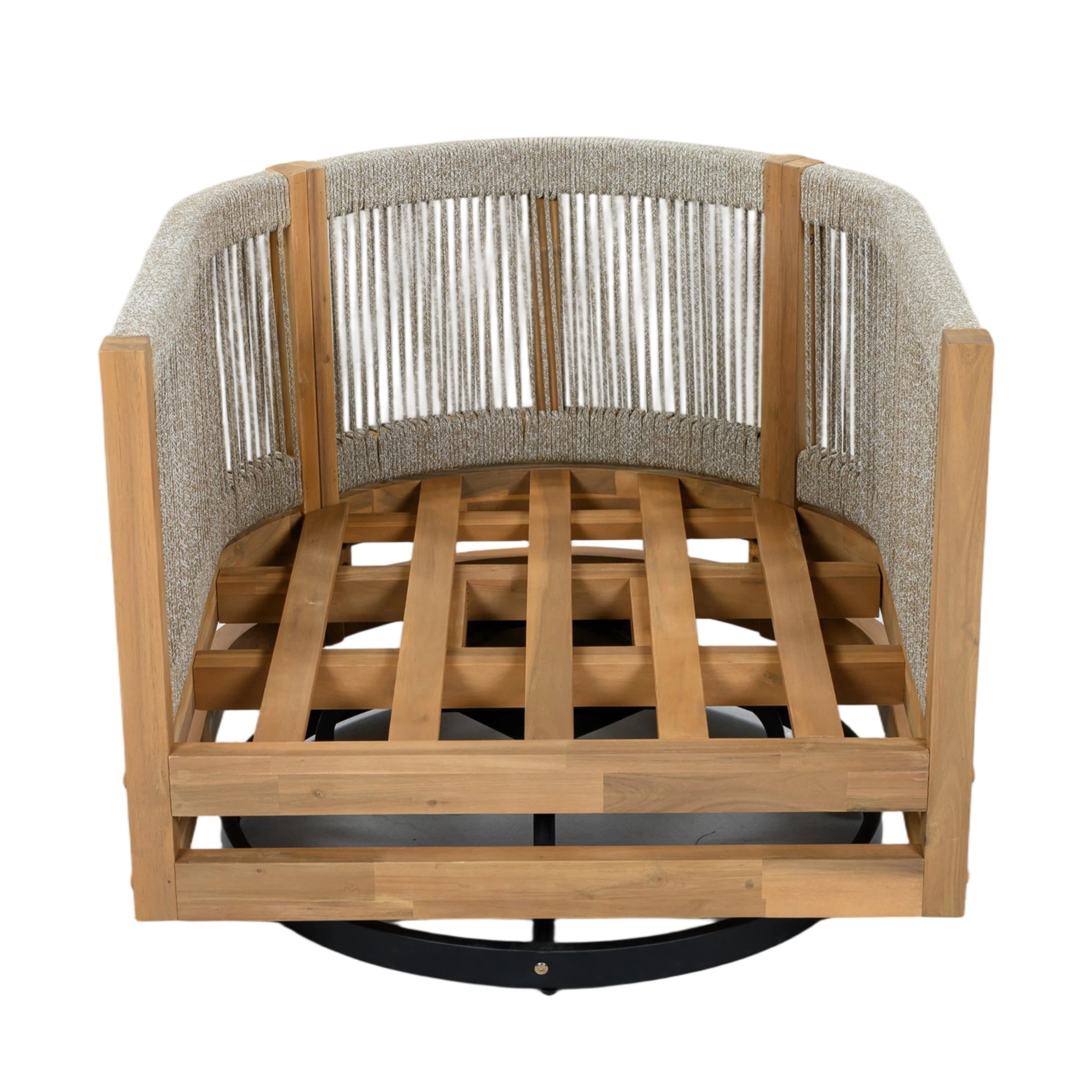 Christopher Knight Home Bohemian Wood Outdoor 360° Swivel Chair with Cushions and Rope Back, Beige