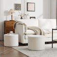 thumbnail image 6 of Bezseller Round Upholstered Pouf Ottoman Footrest for Living Room, Bedroom,Beige, 6 of 10