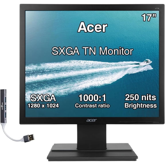 Acer 17in SXGA TN Monitor 75Hz 5ms 250 Nits VGA Anti Glare w/DKZ USB Hub