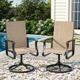 thumbnail image 3 of MRUAKA Patio Swivel Chairs Set of 2, Outdoor Dining Chairs Mid Back All Weather Breathable Textilene Outdoor Swivel Chairs with Metal Rocking Frame for Lawn Garden Backyard Deck, Khaki, 3 of 7