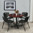 thumbnail image 2 of Regency Kobe 30 in. Round X-Base Breakroom Table- Mahogany, 4 M Stack Chairs- Black, 2 of 8