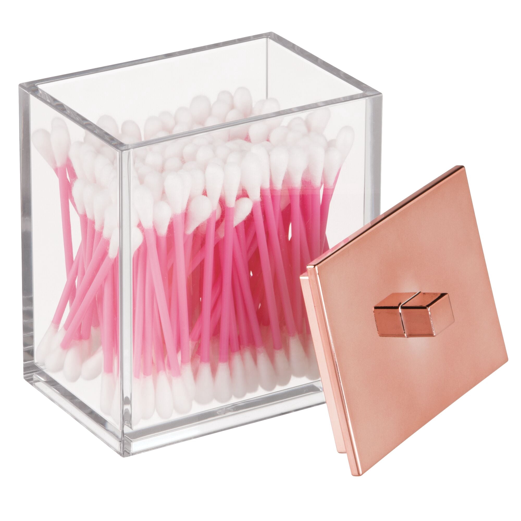 mDesign Plastic Bathroom Vanity Countertop Organizers, Set of 4, Clear/Rose Gold