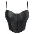 thumbnail image 2 of JGGSPWM Faux Leather Corset Tops for Women Spaghetti Strap Overbust PU Bustier Going Out Camisole Crop Shapewear Top Black S, 2 of 9