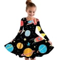 thumbnail image 1 of Odeerbi Niñas Vestido de Patinadora Dibujos Animados Vestidos de Princesa 4-14 Años Niños Graffiti Impreso Cuello Redondo Vestido de Manga Larga, 1 of 4