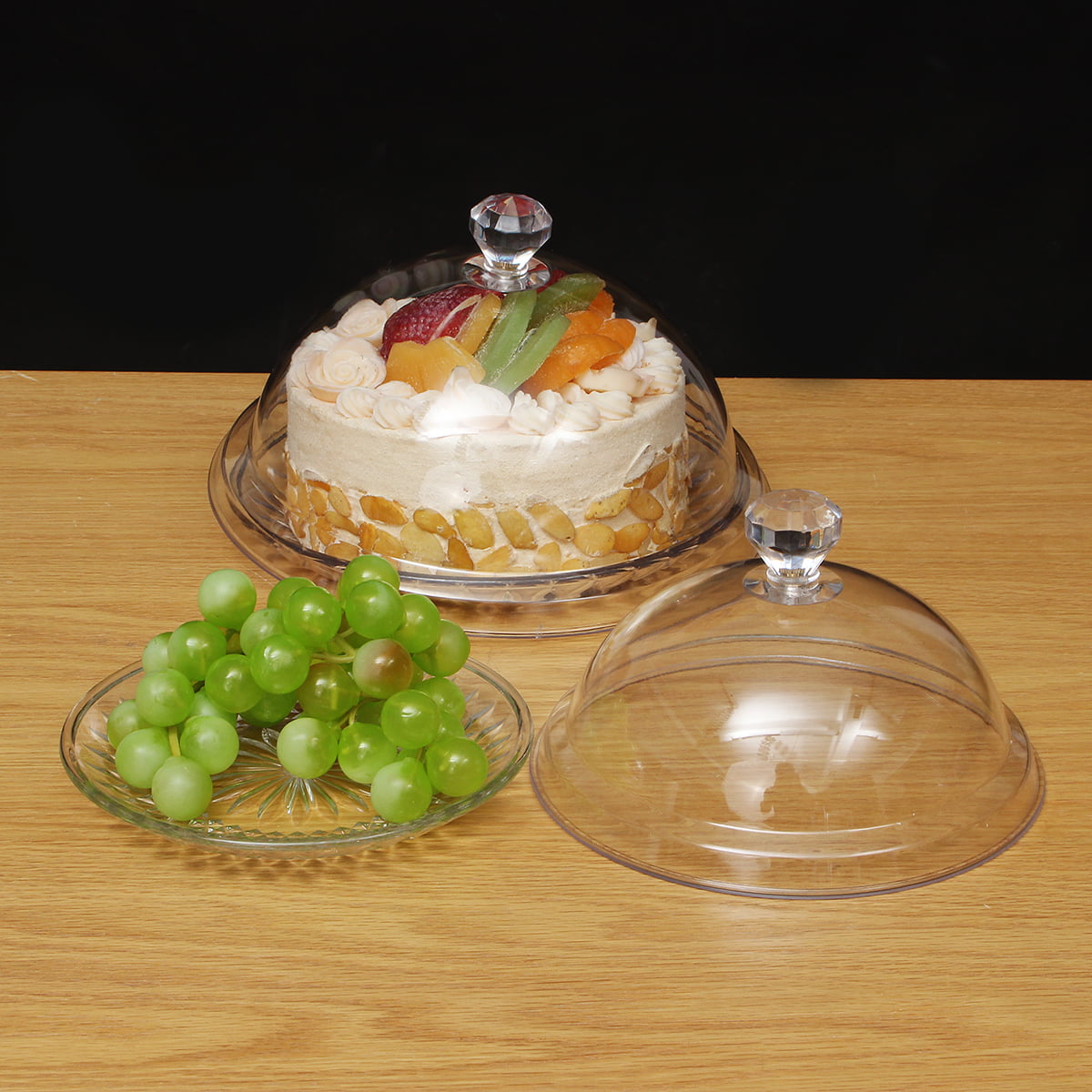 Clear Acrylic Cupcake Cake Stand Dessert Display Holder Plate w/ Dome Lid Cover