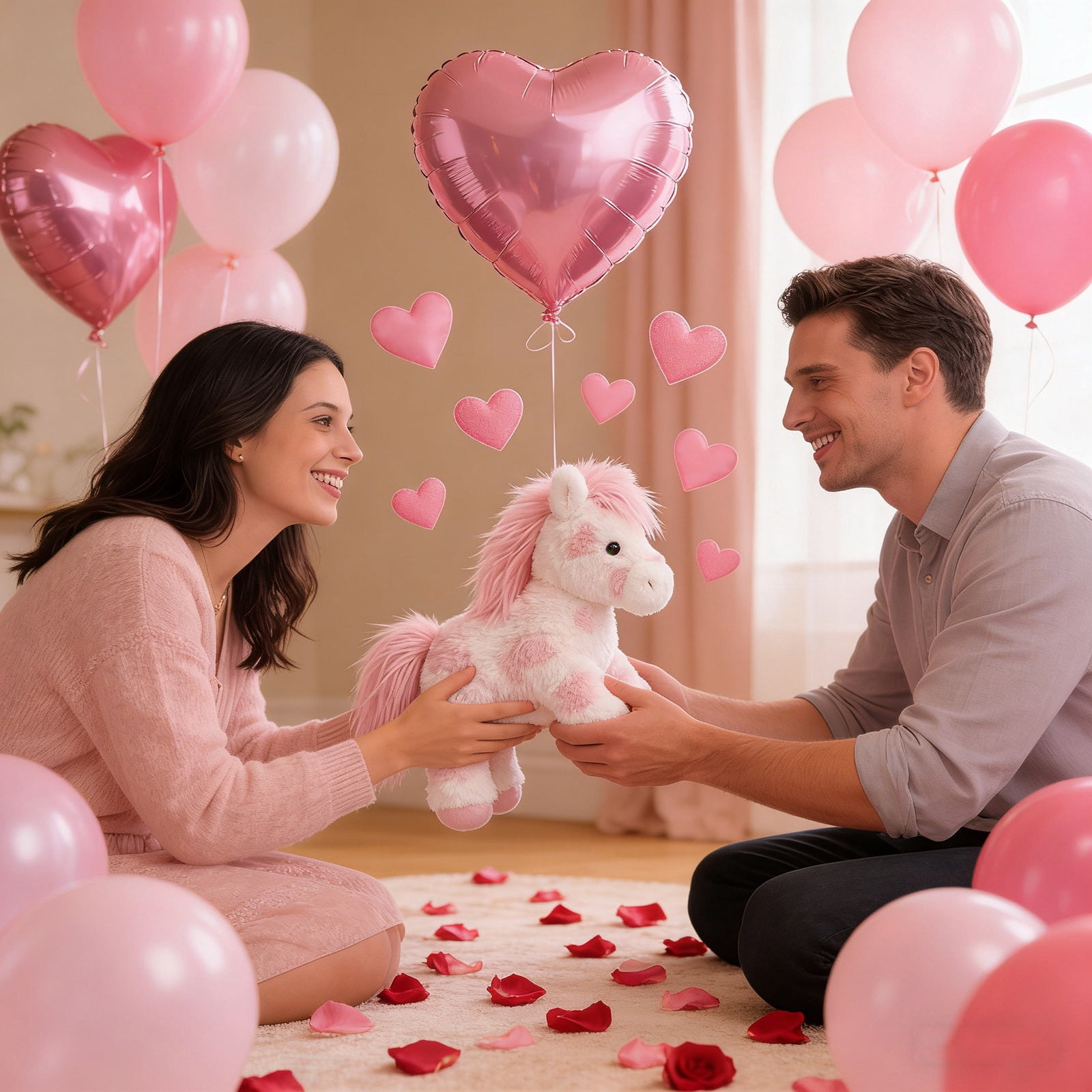Adorable Pink Horse Stuffed Animal Plush, 20" Large Soft Toy, Valentine's Day Gift for Women Men, Birthday Mother's Day Present, New Year Easter Home Decor