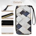 thumbnail image 5 of Womens Wallet Bifold Ladies Cluth Bag Wristlet Wrist Strap Long Purse White Navy Cubes Design, 5 of 6