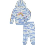 Kids Headquarters Girls Camo Rainbow Hooded Jog Set Blue 2T