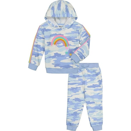 Kids Headquarters Girls Camo Rainbow Hooded Jog Set Blue 6X