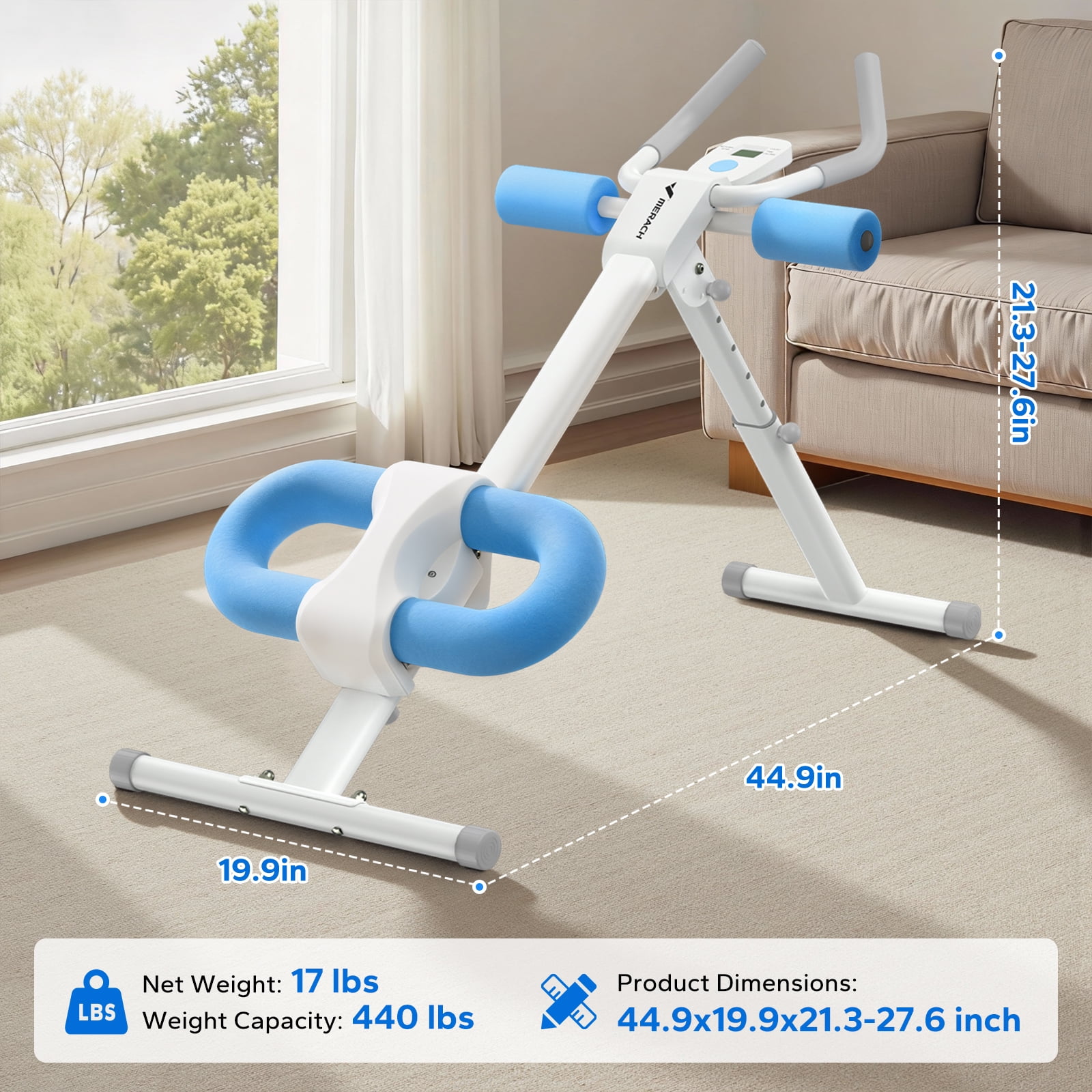 MERACH Ab Machine for Exercise, Adjustable Abdominal Workout machine for Home Gym, Foldable, Knee Protection