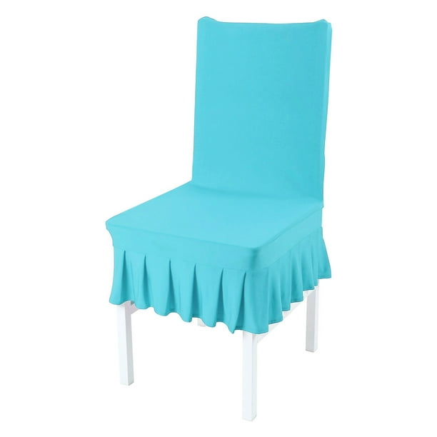 Unique Bargains Ruffled Skirt Dining Chair Cover Set Teal M Walmart