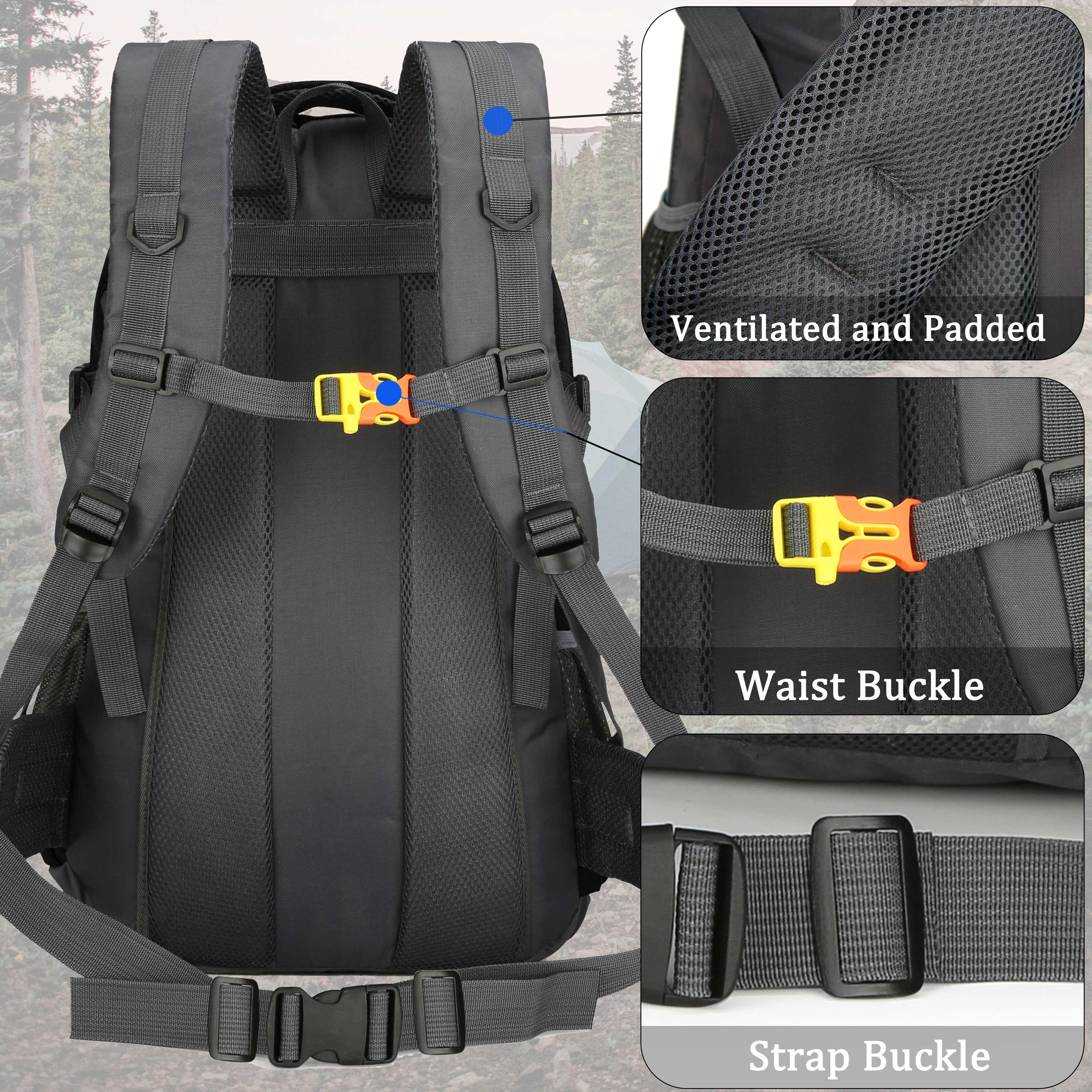 60L Lightweight Hiking Camping Backpack,Hunting Climbing Backpack for Outdoor,Backpack Water Resistant,Tactical Backpack for Men Women