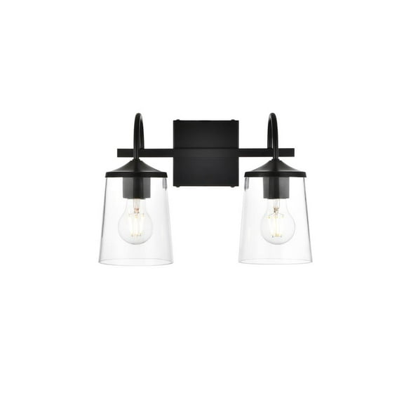 Living District Avani 2 light Black and Clear Bath Sconce