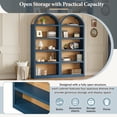 thumbnail image 4 of DTTRA 69" Tall Arched Bookshelf Set of 2, 5-Tier Open Display Bookcase with Fabric Top, Blue, 4 of 7
