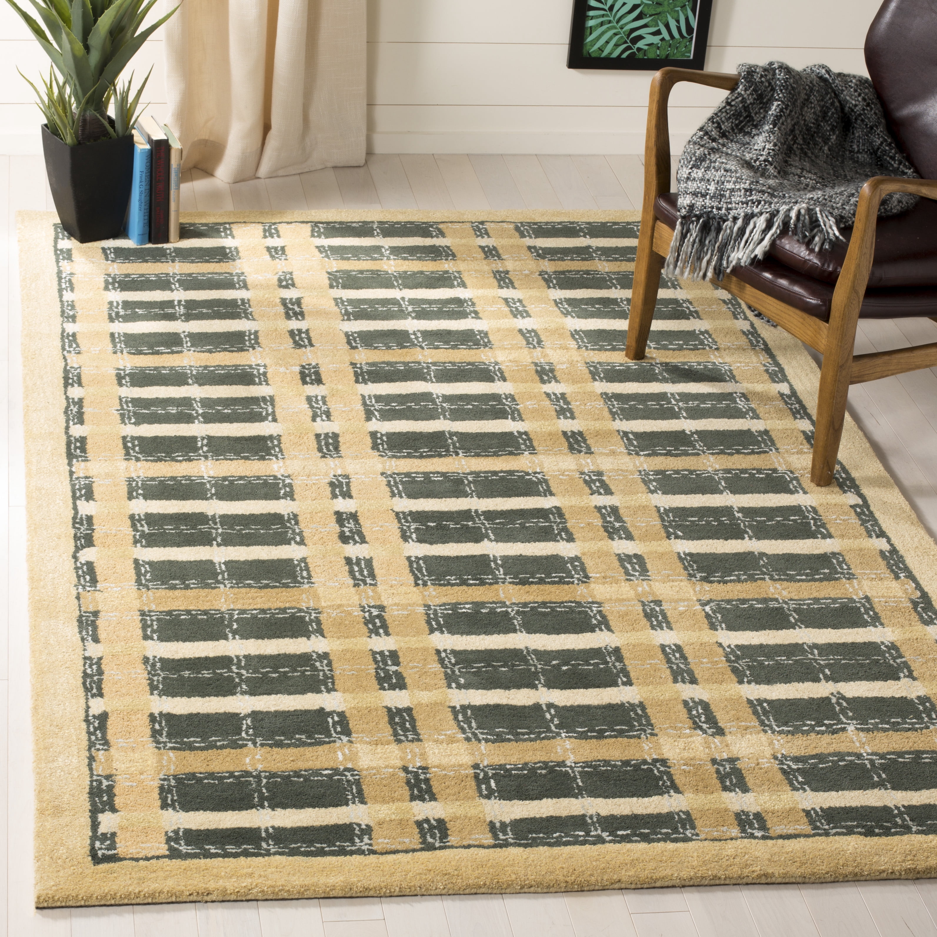 SAFAVIEH Martha Stewart Thalia Colorweave Plaid Area Rug, Cornucopia Gold, 2'6" x 4'3"