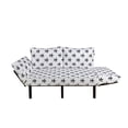 thumbnail image 2 of Fleur De Lis Futon Couch, Checkered Dotted Pattern with Monochrome Abstract Lily Flower Revival, Daybed with Metal Frame Upholstered Sofa for Living Dorm, Loveseat, Black White, by Ambesonne, 2 of 4