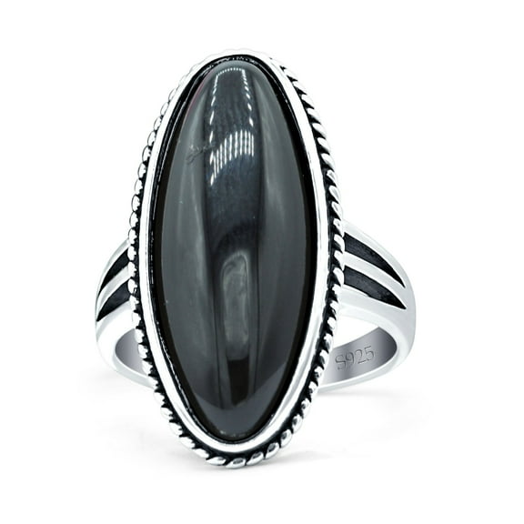 Oval New Design Fashion Oxidized Black Onyx Ring Band 925 Sterling Silver Size 6