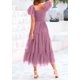 thumbnail image 2 of Vestido PRETTYGARDEN 2025 Midi con Fruncido, Tul y Mangas Abullonadas - L, 2 of 7