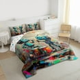 thumbnail image 3 of Feelyou Cartoon Robot Kid Twin Comforter Sets, Graffiti Splatter Splash Bedding Set, 2pcs, 3 of 8