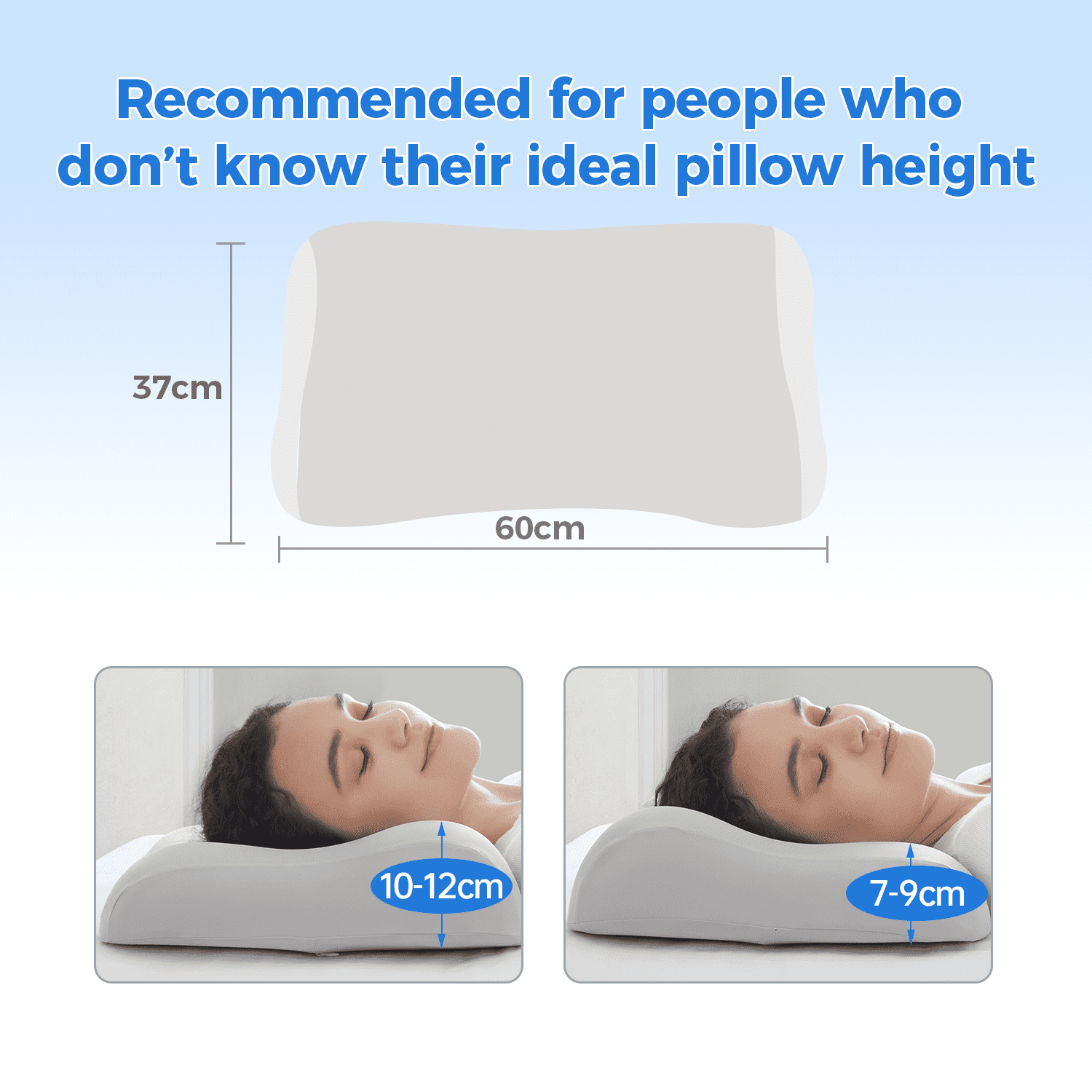 Jamdok Memory Foam Pillow, Dual Height Design with Removable Cover, Soft and Cool Fabric, Neck Support Pillow for Side Back Stomach Sleepers(Gray)