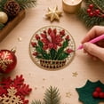thumbnail image 4 of DIY Diamond Art Painting Christmas Wooden Ornaments Kit (Set of 6), Round Christmas decorations | Special-Shaped Gem & Pearl Hanging Craft Decor with Twine for Holiday Window Christmas Tree Home, 4 of 6