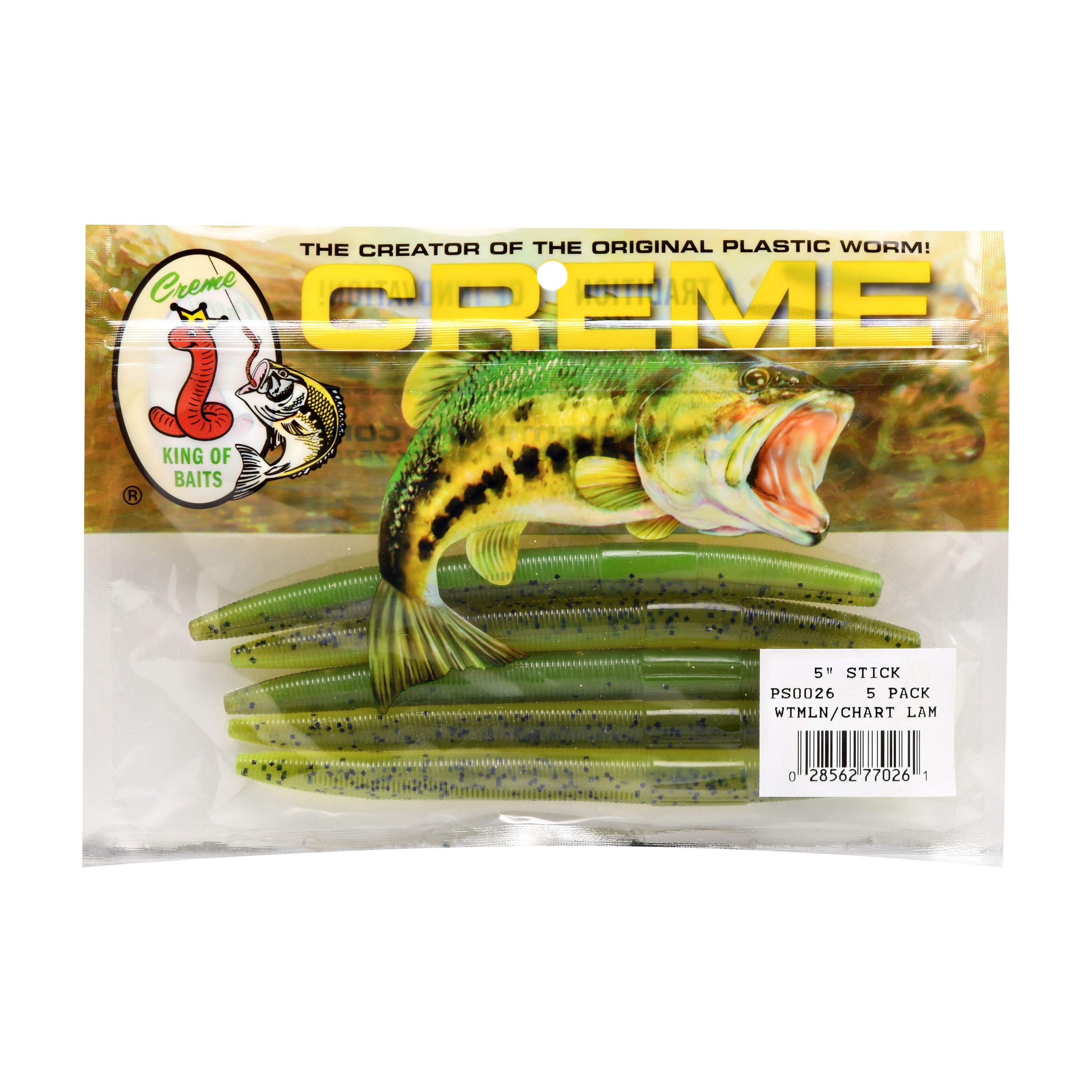 (4 pack) Creme Lure Soft Stick Bait Fishing Lure for Bass, 3-Count