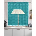 thumbnail image 2 of Teal Morocco Kitchen Curtains Sets 36 Inch Length with Valance, Geometric Leaf Diamond Lattice Abstract Swag Valances and Tiers Curtain Set Drapes Swag Curtains for Living Room, Bathroom, Bedroom, 2 of 6