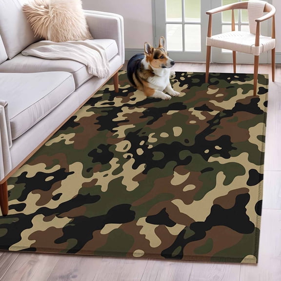 Vintage Fascination Area Rugs 4x6 ft Abstract Art Dark Green Modern Washable Rug Non Slip Indoor Carpet Absorbent Floor Mat for Living Room Bedroom Dining Room