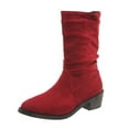 thumbnail image 1 of WEAIXIMIUNG Bottes-Chaussettes Femme Bottes Mode Automne et Hiver en Suède Mi-Mollet Bottes Confortables au Tempérament, 1 of 7