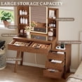 thumbnail image 6 of FANRAL LED Lighted Mirror Vanity Desk with Fluted Design,Charging Station & Glass Top,Modern Dressing Table with Storage Drawers & Shelves for Bedroom,Walnut Vanity, 6 of 7