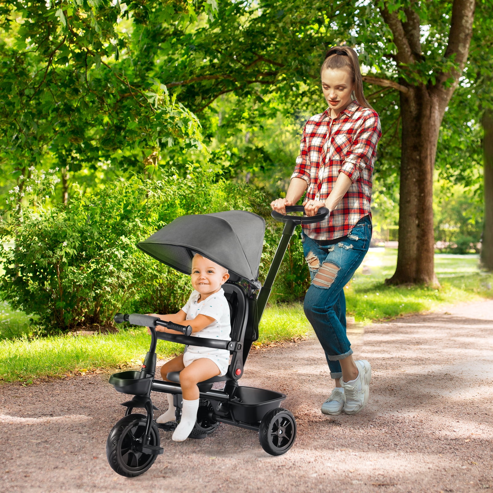 AILEEKISS 6 in 1 Kids Tricycle Stroller Unisex Toddler Ride Trike