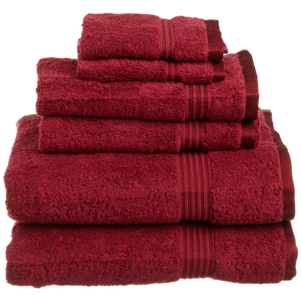 100% Cotton 6-Piece Bath Towel Set, Burgundy - Walmart.com - Walmart.com