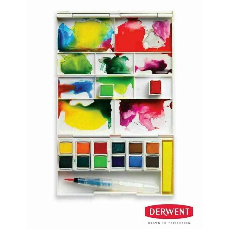 DERWENT Inktense Paint Pan Travel Set Palette #01 - 12 Half Pans - 9587643