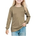 thumbnail image 2 of hengsof Children's Long-Sleeved Shirt Solid Color Top T-Shirt Casual Pocket Crew Neck T-Shirt, 2 of 8