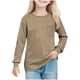 thumbnail image 2 of Blusas y camisas de manga larga con cuello redondo para niñas de 5 a 14 años, color liso, con cuello redondo y manga larga, 2 of 8